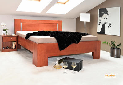 Hollywood 1 vysoká celomasivní postel, 200 x 200 | 120 Lak cappuccino - 1