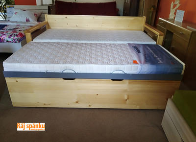 Alika II.  Rozkládací postel s úložným prostorem, 80/160 x 200 | smrk | mořené  - 2