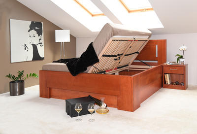 Hollywood 1 vysoká celomasivní postel, 200 x 200 | 120 Lak cappuccino - 2