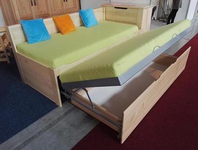 Alika I.  Rozkládací postel, 80/160 x 200 | borovice | mořené  | bez úl. prostoru - 2