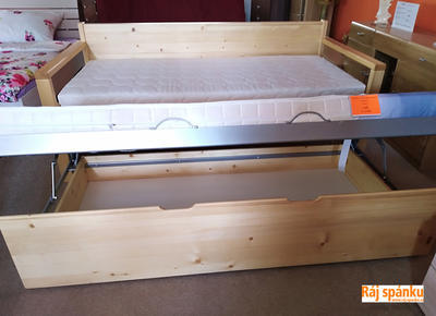 Alika II.  Rozkládací postel s úložným prostorem, 80/160 x 200 | buk | přírodní - 3