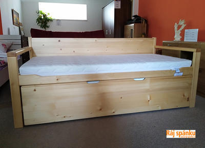 Alika II.  Rozkládací postel s úložným prostorem, 80/160 x 200 | smrk | mořené  - 4